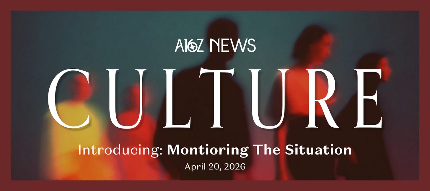 A new media company called MTS launches for "monitoring the situation" across tech, business, politics, and culture, with backing from a16z and others (a16z)