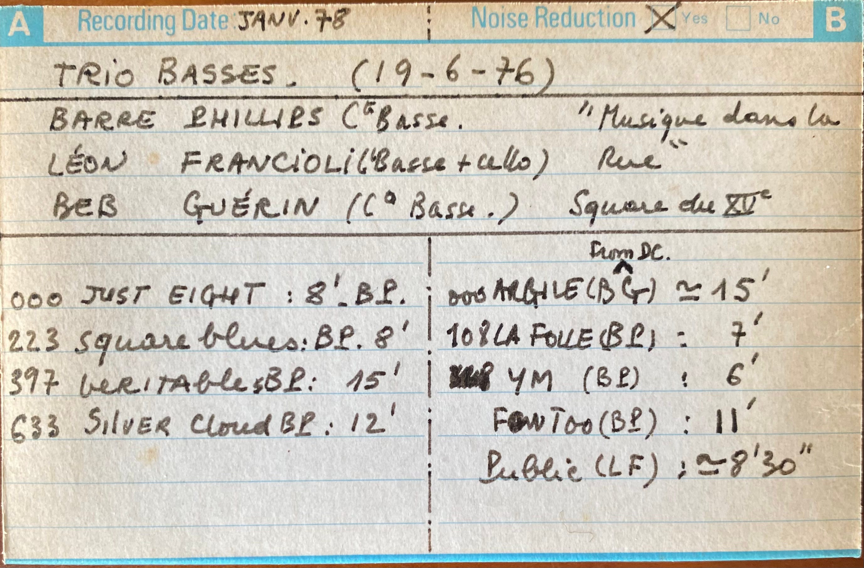 Trio Basses 19-6-76 Side Two episode artwork