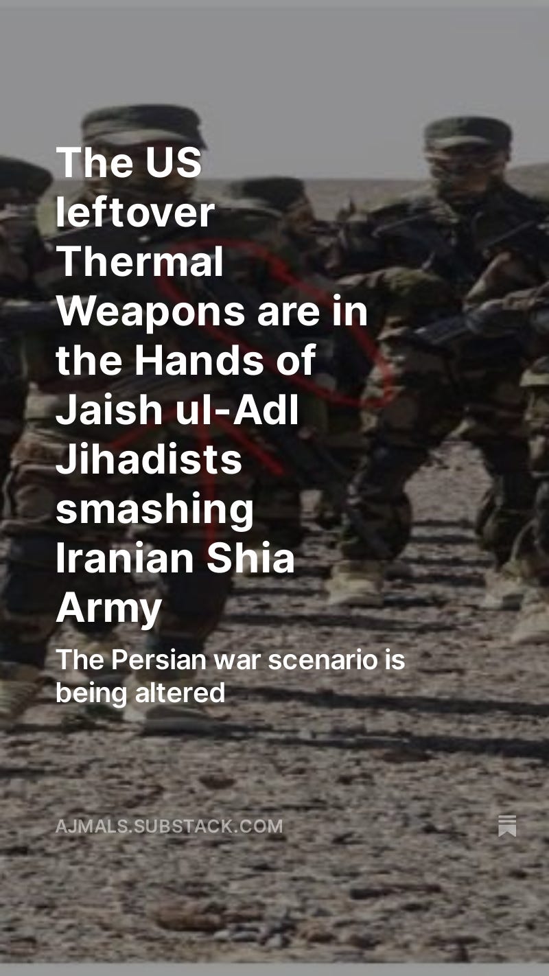The US leftover Thermal Weapons are in the Hands of Jaish ul-Adl Jihadists smashing Iranian Shia Army episode artwork