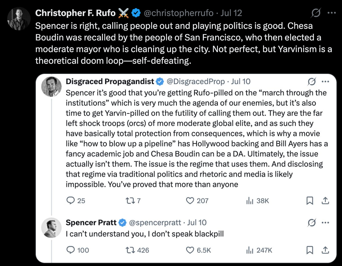 On Spencer Pratt and Christopher Rufo v. Curtis Yarvin episode artwork