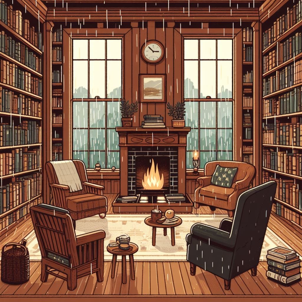 All-Day Library Ambience: Rain & Thunderstorm Sounds for Focus