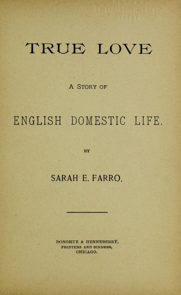 True Love: A Story of English Domestic Life