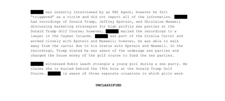 EPSTEIN SPECIAL: TWO FBI TIPS CLAIM GIRLS MURDERED AND BURIED AT TRUMP GOLF COURSE