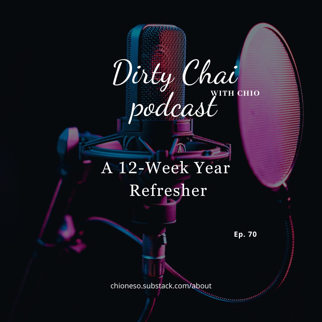 Ep 70. A 12 week year refresher - Dirty Chai with Chio 