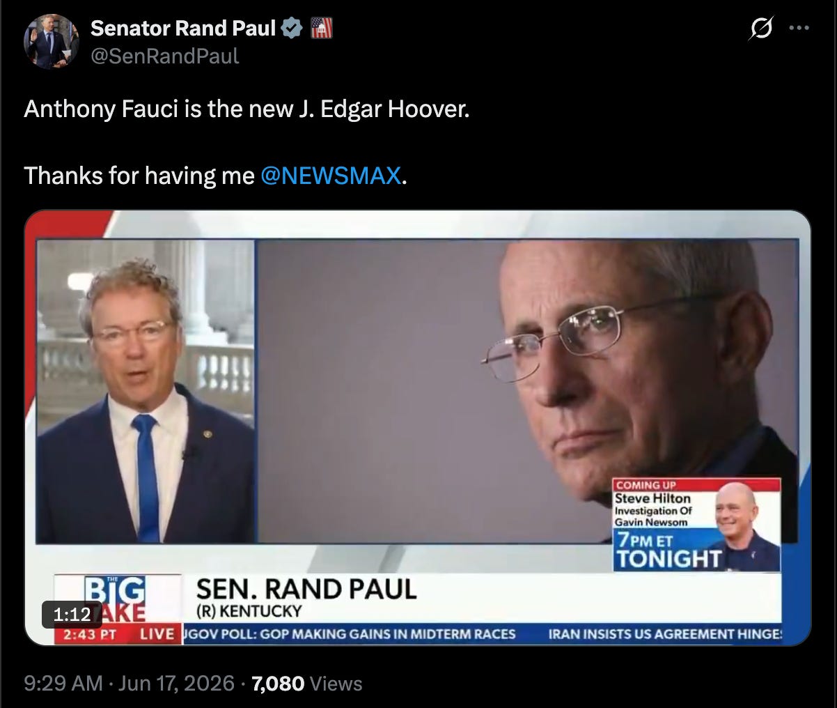 Rand Paul: Anthony Fauci is the New J. Edgar Hoover