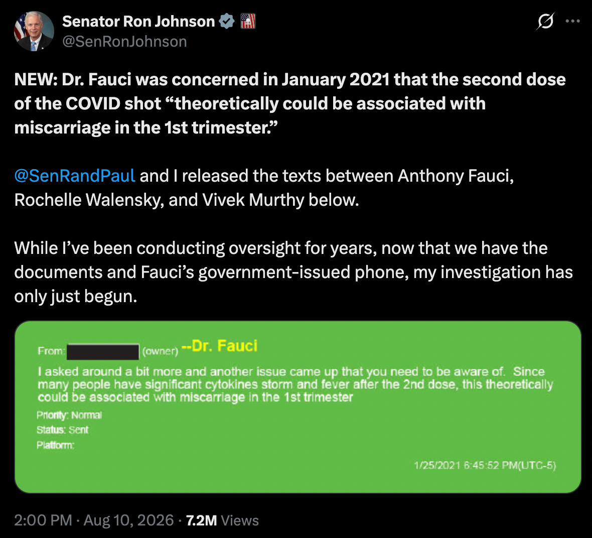 2021 Fauci Texts Reveal Concern COVID Vaccine Could Be ‘Associated with Miscarriage’