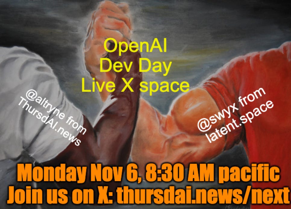 cover of episode 📅 ThursdAI Nov 02 - ChatGPT "All Tools", Bidens AI EO, many OSS SOTA models, text 2 3D, distil-whisper and more AI news 🔥