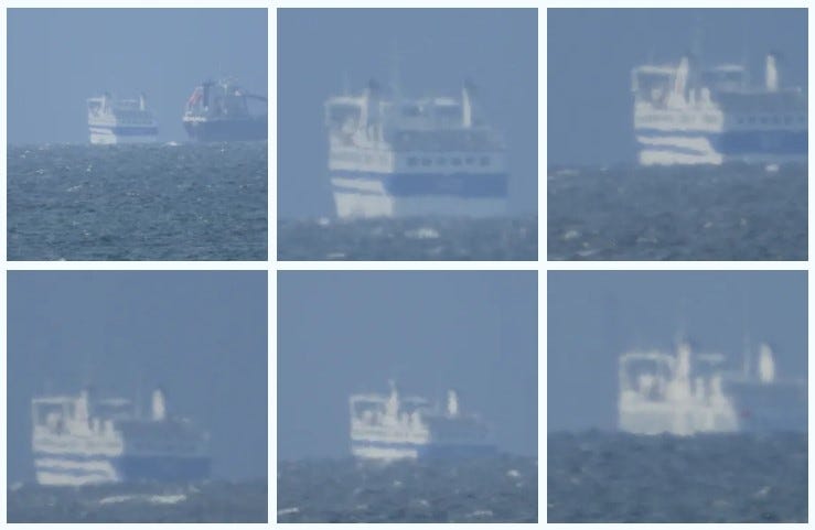 Læsø-færgen der 'sank' bag horisonten på den runde Jord.