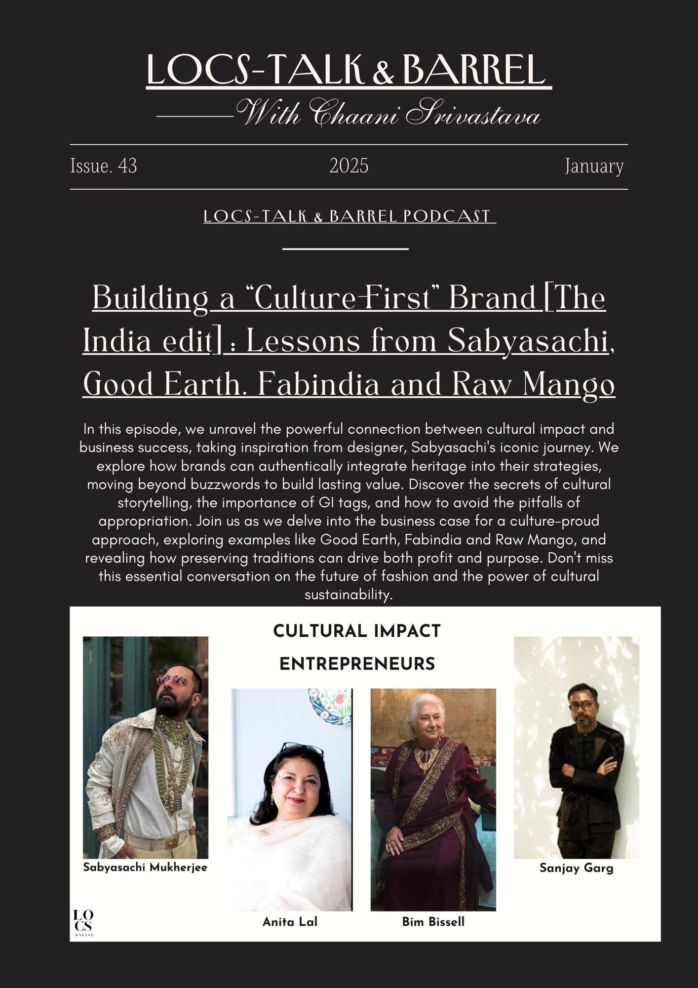 The LOCS-TALK & BARREL Podcast - with Chaani Srivastava