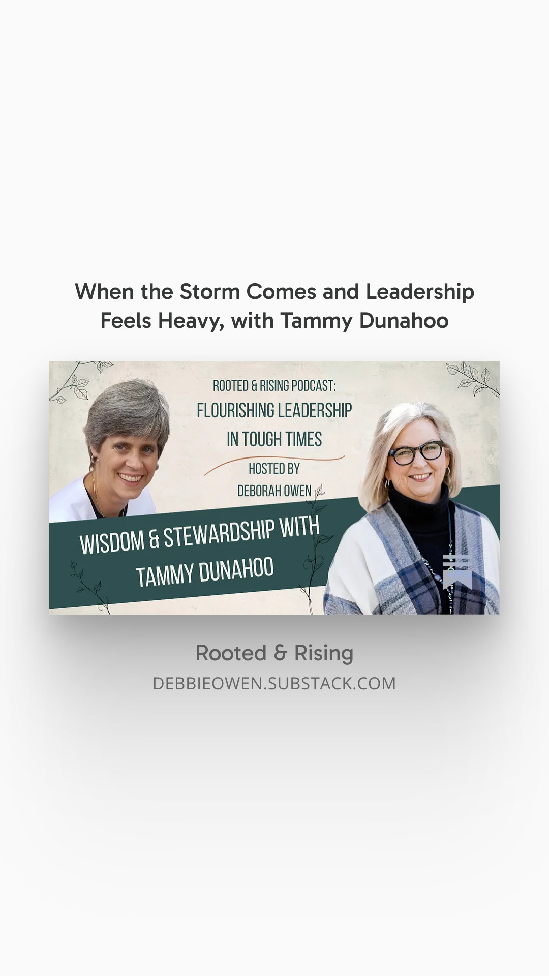 When the Storm Comes and Leadership Feels Heavy, with Tammy Dunahoo episode artwork