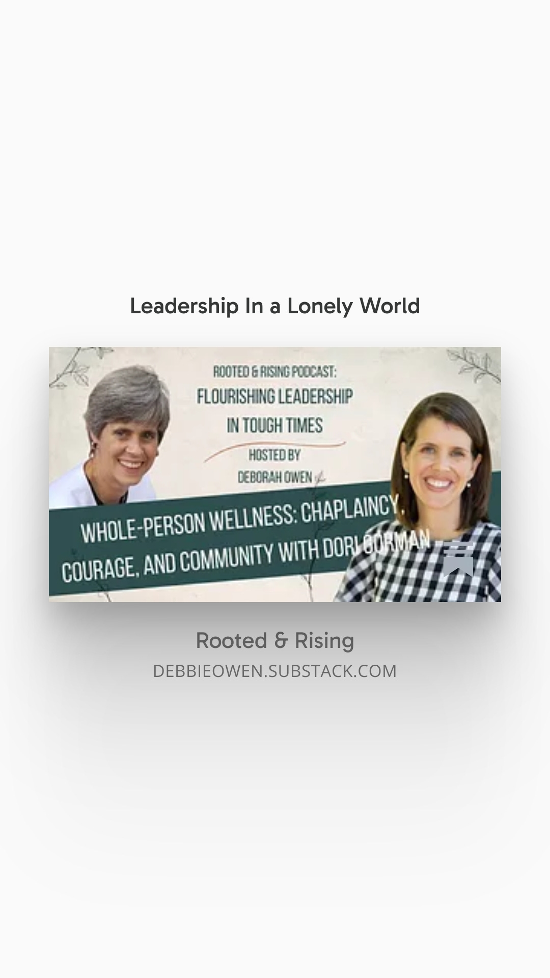 Leadership In a Lonely World, with Dori Gorman episode artwork