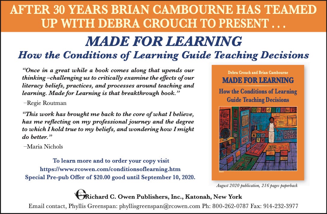 What Kids Offer to Us: A Conversation with Brian Cambourne and Debra Crouch, authors of Made for Learning episode artwork