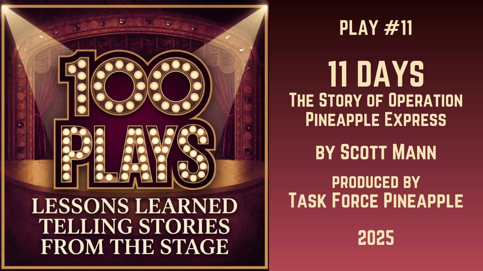 100 PLAYS: 11 Days - The Story of Operation Pineapple Express  episode artwork