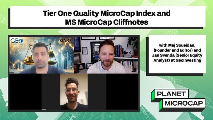Tier One Quality MicroCap Index and MS MicroCap Cliffnotes with Maj Soueidan (Founder and Editor) and Jan Svenda (Senior Equity Analyst) at GeoInvesting
