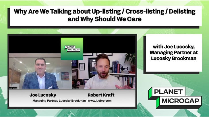 Why Are We Talking about Up-listing / Cross-listing / Delisting and Why Should We Care with Joe Lucosky, Managing Partner at Lucosky Brookman