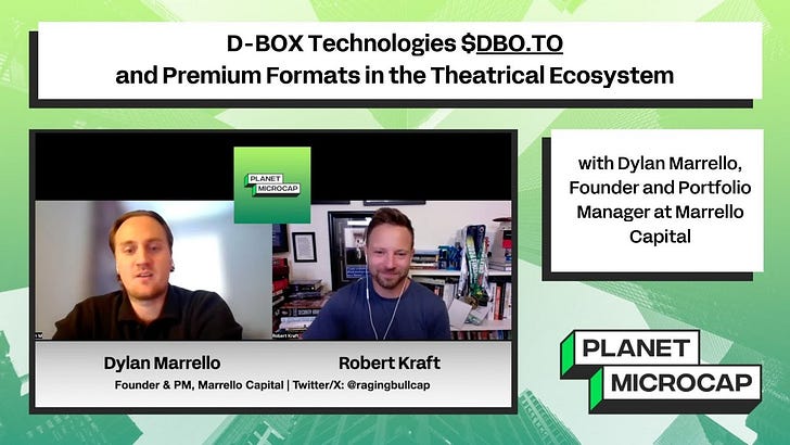 D-BOX Technologies $DBO.TO and Premium Formats in the Theatrical Ecosystem with Dylan Marrello, Founder and Portfolio Manager at Marrello Capital
