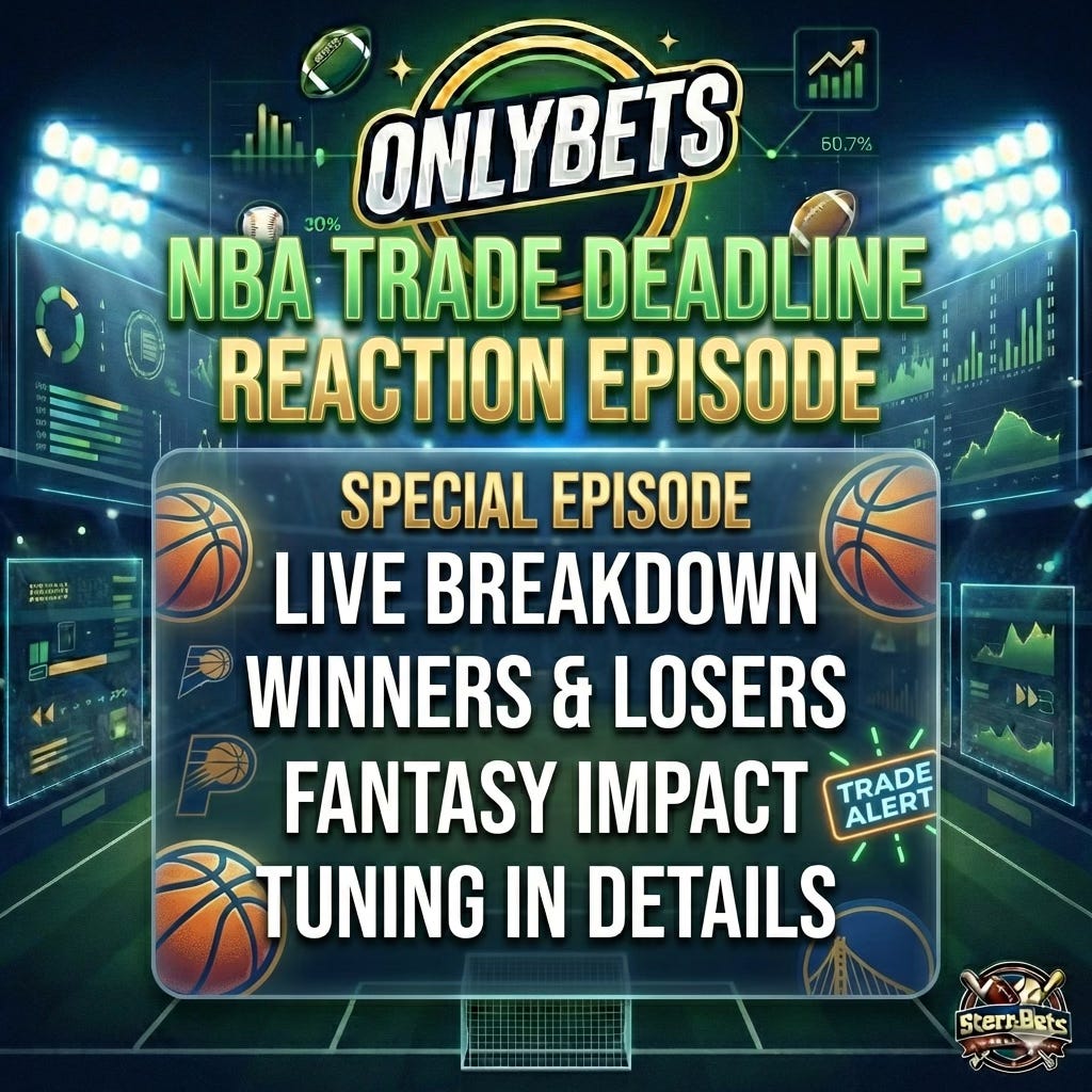 OnlyBets Sports Podcast NBA Trade Deadline Reactions hosted by PrinceOfPicks & SternBets episode artwork