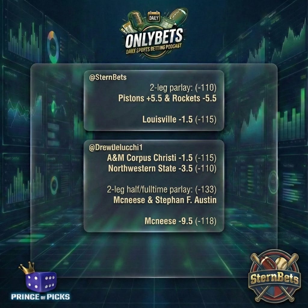 OnlyBets Best Bets & Analysis Monday, Feb 23rd hosted by PrinceOfPicks, SternBets & DrewDelucchi episode artwork