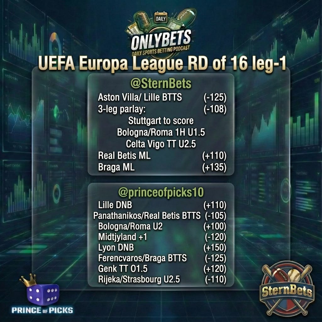 UEFA Europa League Rd of 16 leg-1 presented by OnlyBets Sports Podcast episode artwork