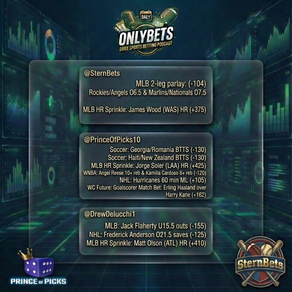 OnlyBets Sports Podcast Best Bets & Analysis Tuesday, June 2nd in the MLB, NBA, NHL & More! episode artwork