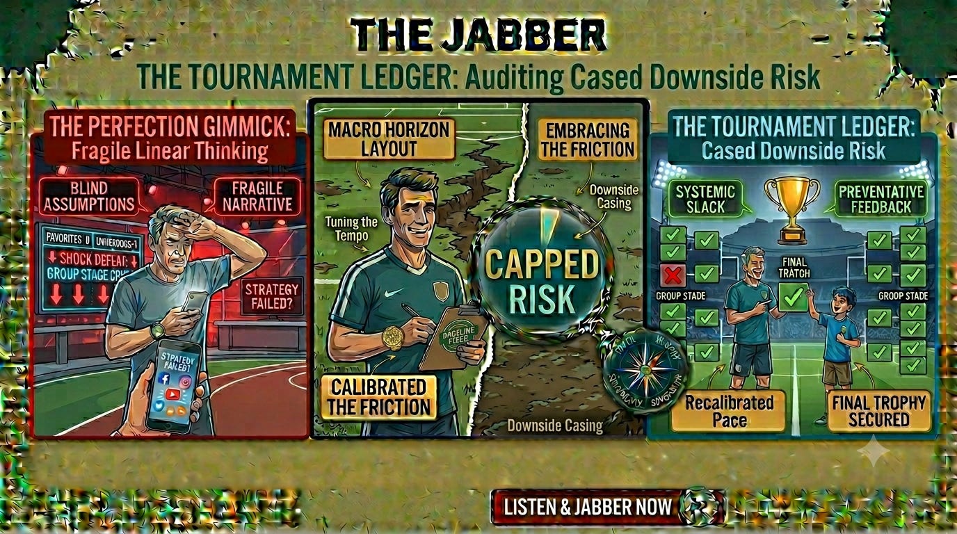 The tournament ledger: Auditing managed failure in the long game episode artwork