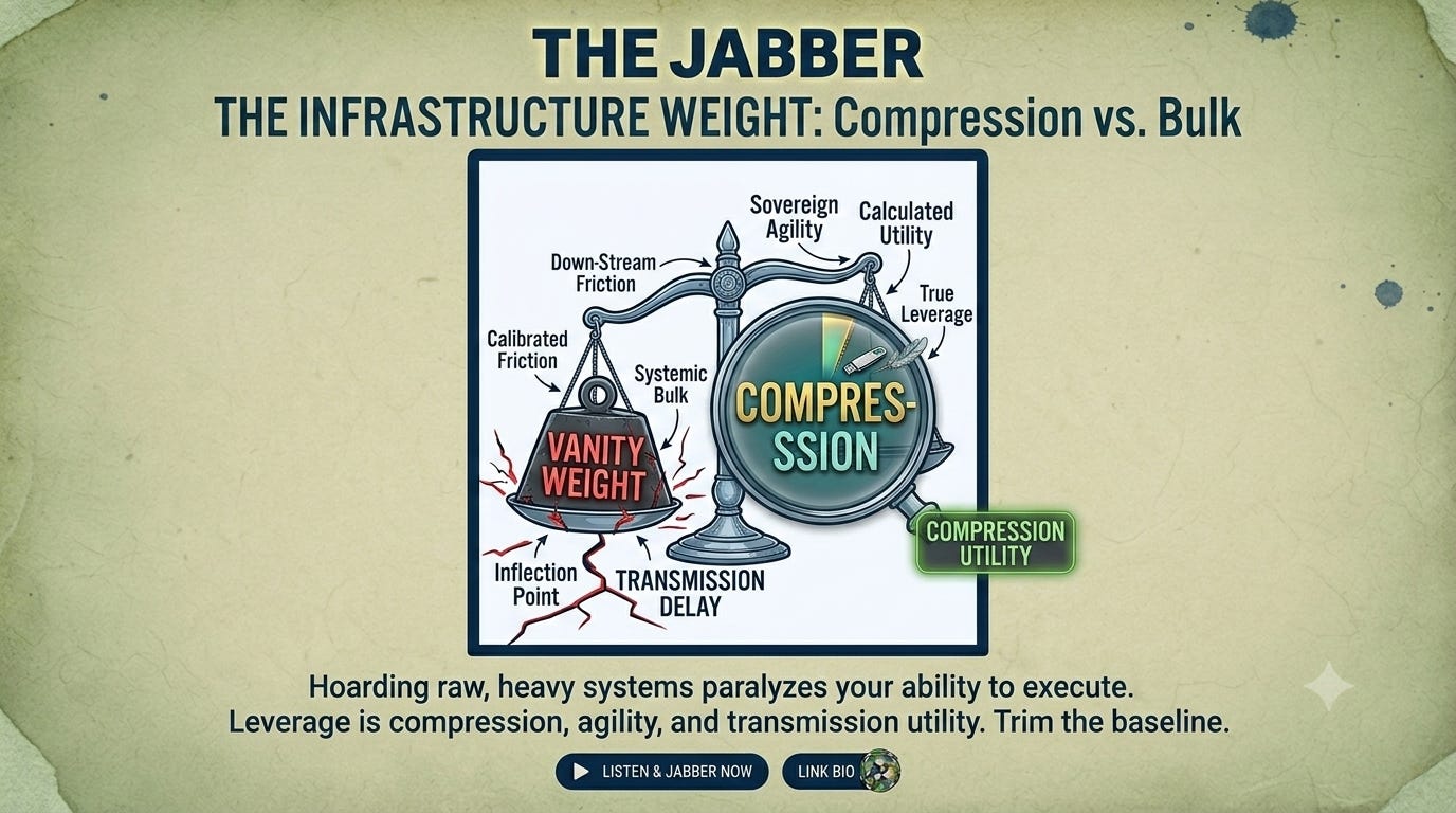 The infrastructure weight: The danger of the uncompressed life episode artwork