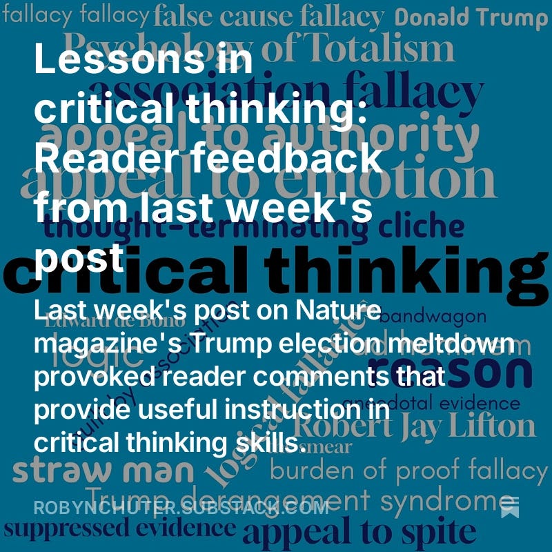 Lessons in critical thinking: Reader feedback from last week's post - podcast episode artwork