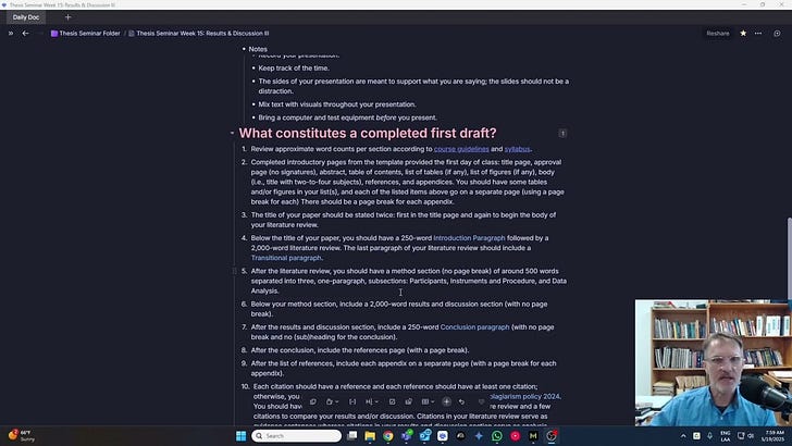 Thesis Seminar Recap Week 15 Thesis Seminar Recap Week 15