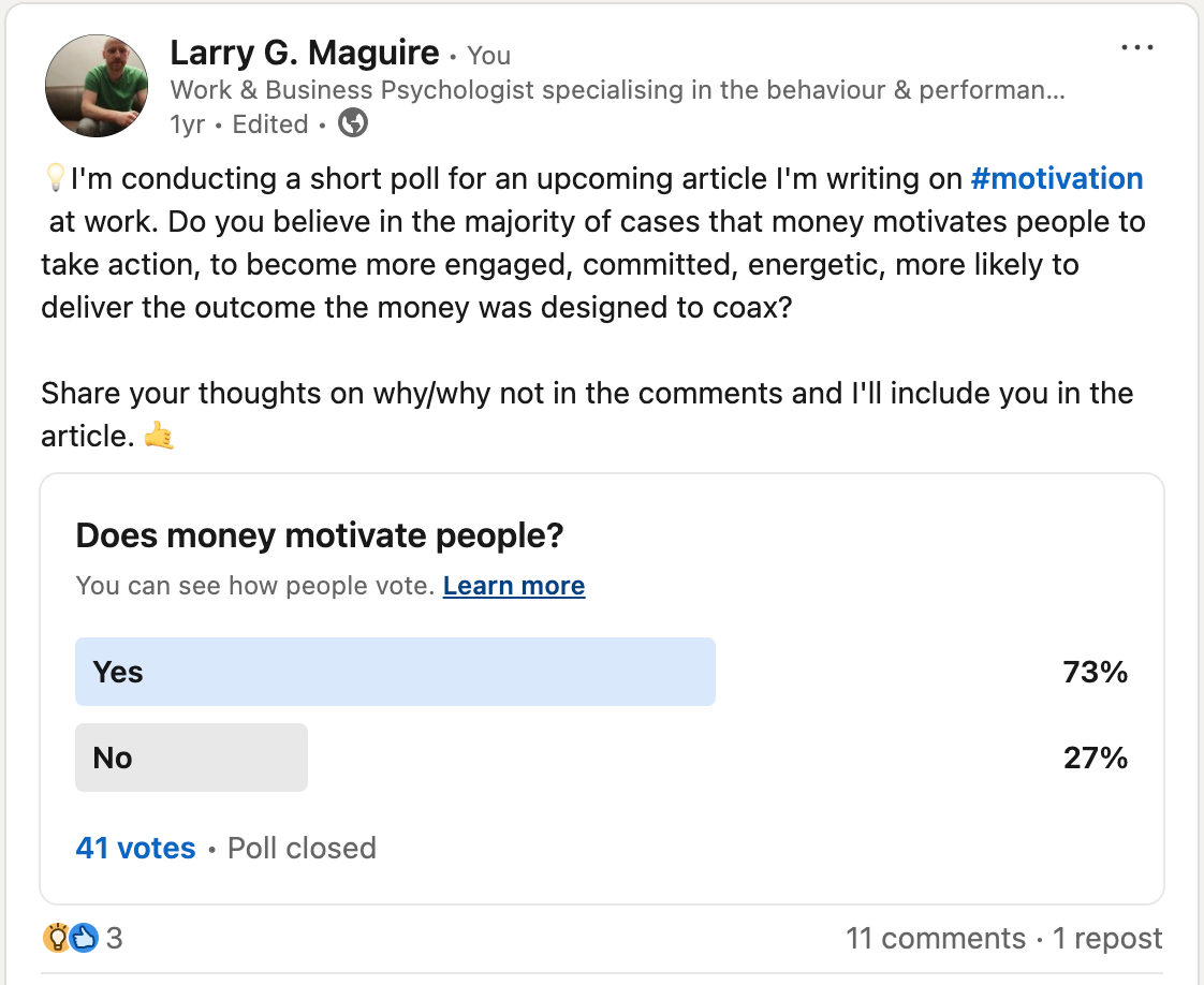Day 6: Money Doesn't Motivate: Here's Why
