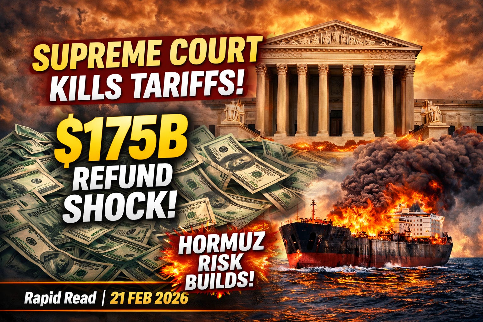 Tariffs Voided; $175B Refund Chaos; 10% Global Tariff—Rapid Read 21 Feb 2026 episode artwork