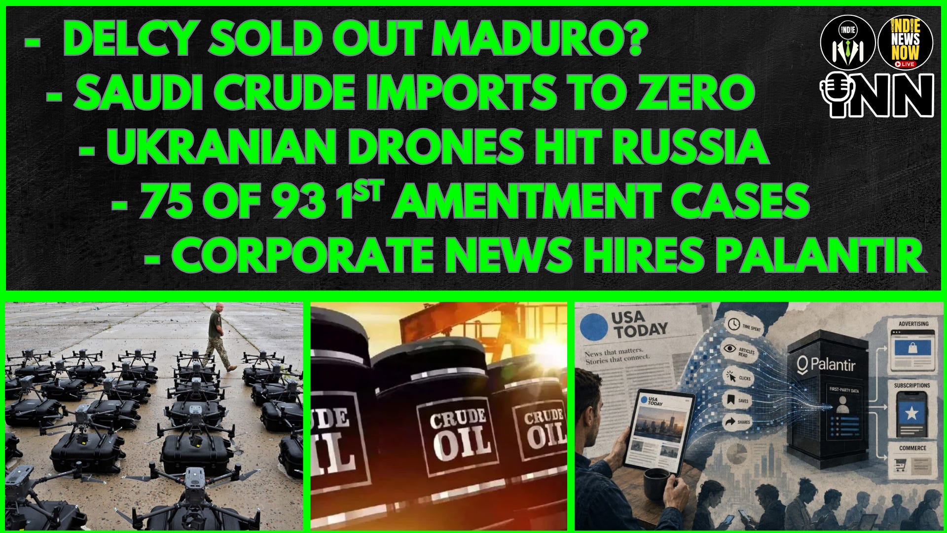 Around the World: Venezuela, Saudi Oil Imports to Zero, Ukraine, USA Today & Palantir, Epstein Story episode artwork