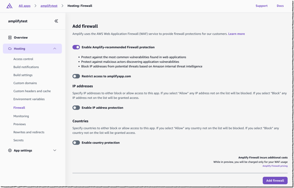 Amplify Hosting Ahora con Integración de AWS WAF para Mayor Seguridad
