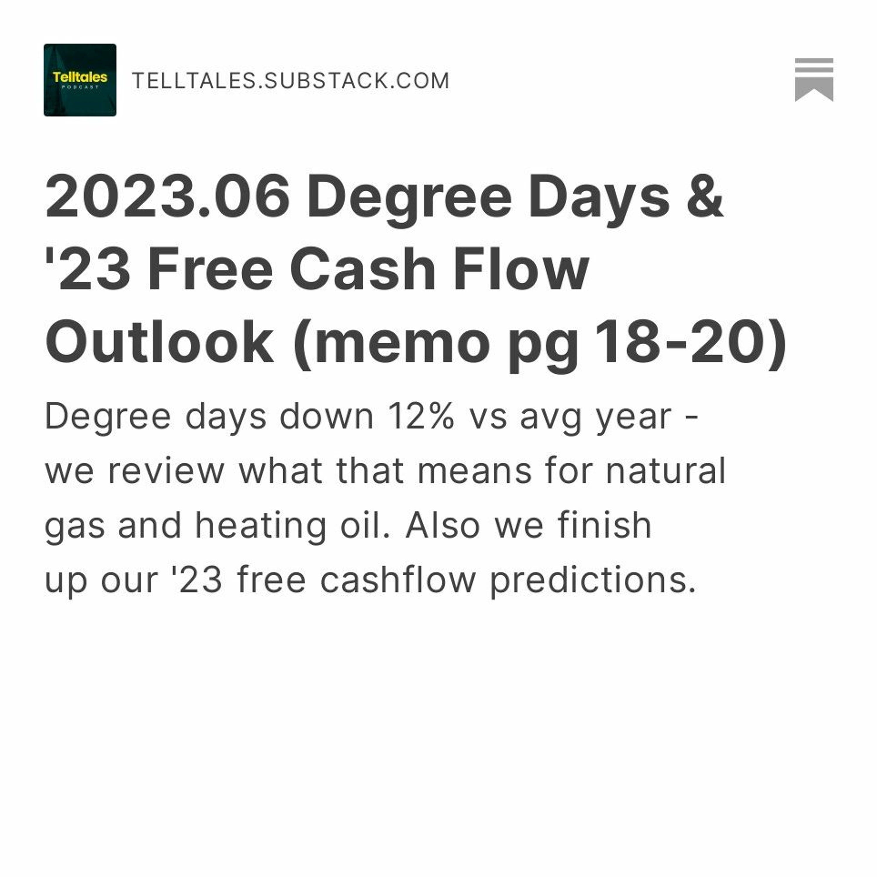 2023.06 Degree Days & '23 Free Cash Flow Outlook (memo pg 18-20)