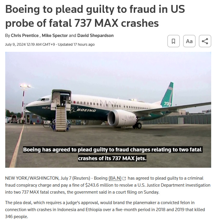 Boeing continues to Nose Dive