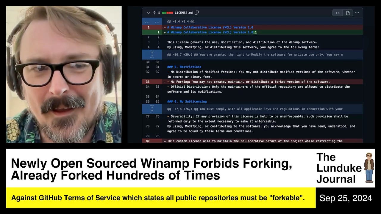 Newly Open Sourced Winamp Forbids Forking, Already Forked Hundreds of Times