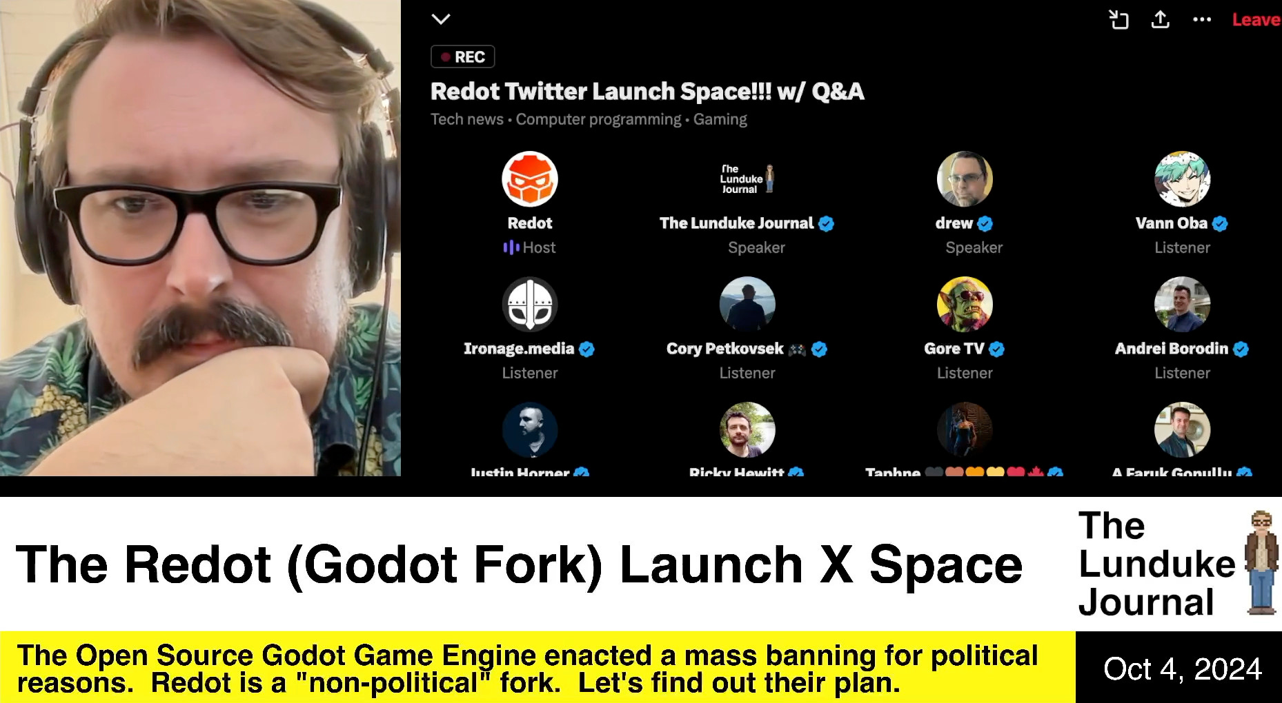 The Redot (Godot Fork) Launch X Space -- with Q & A