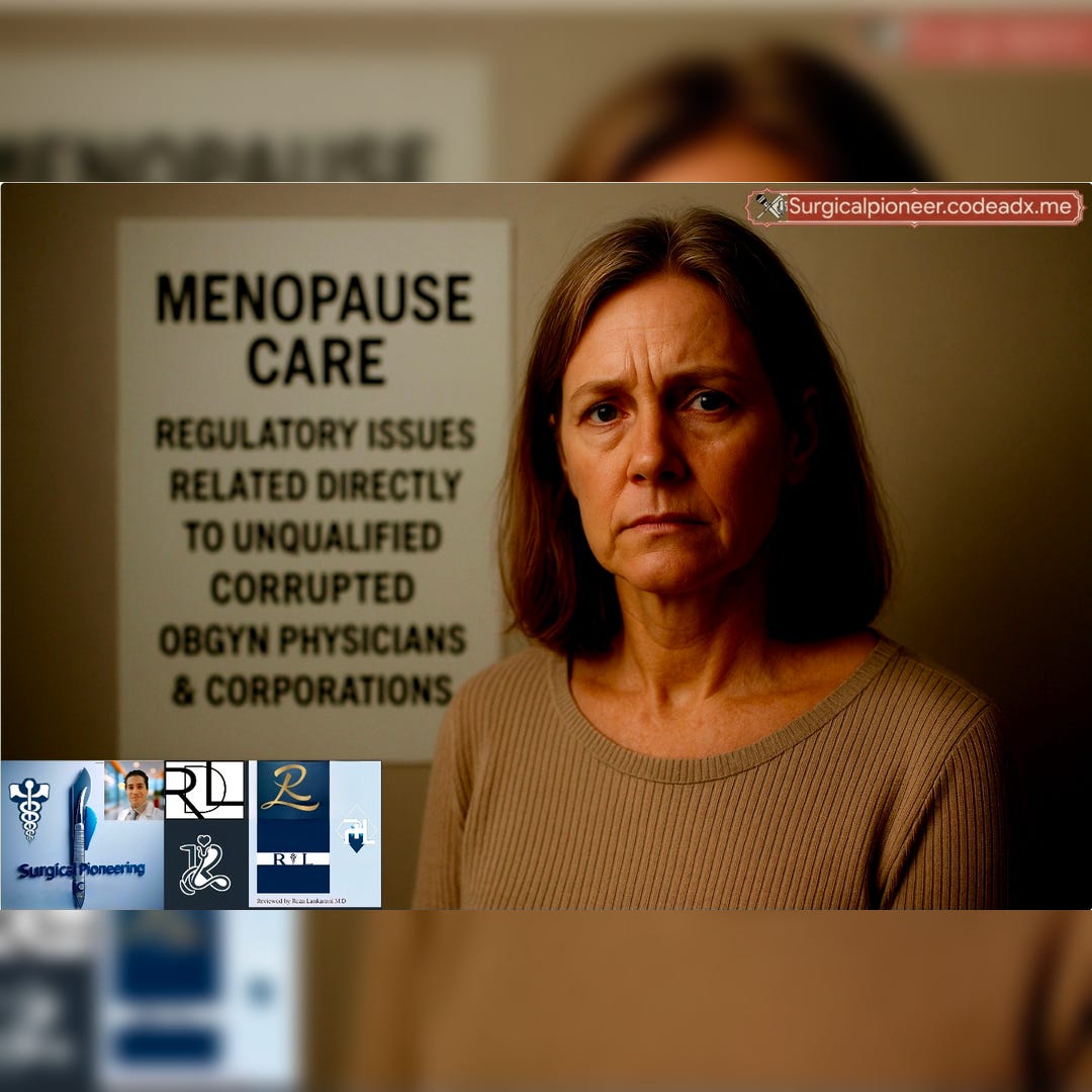 Menopause Care Regulatory Issues Related Directly to Unqualified Corrupted OBGYN Physicians & Cooperations