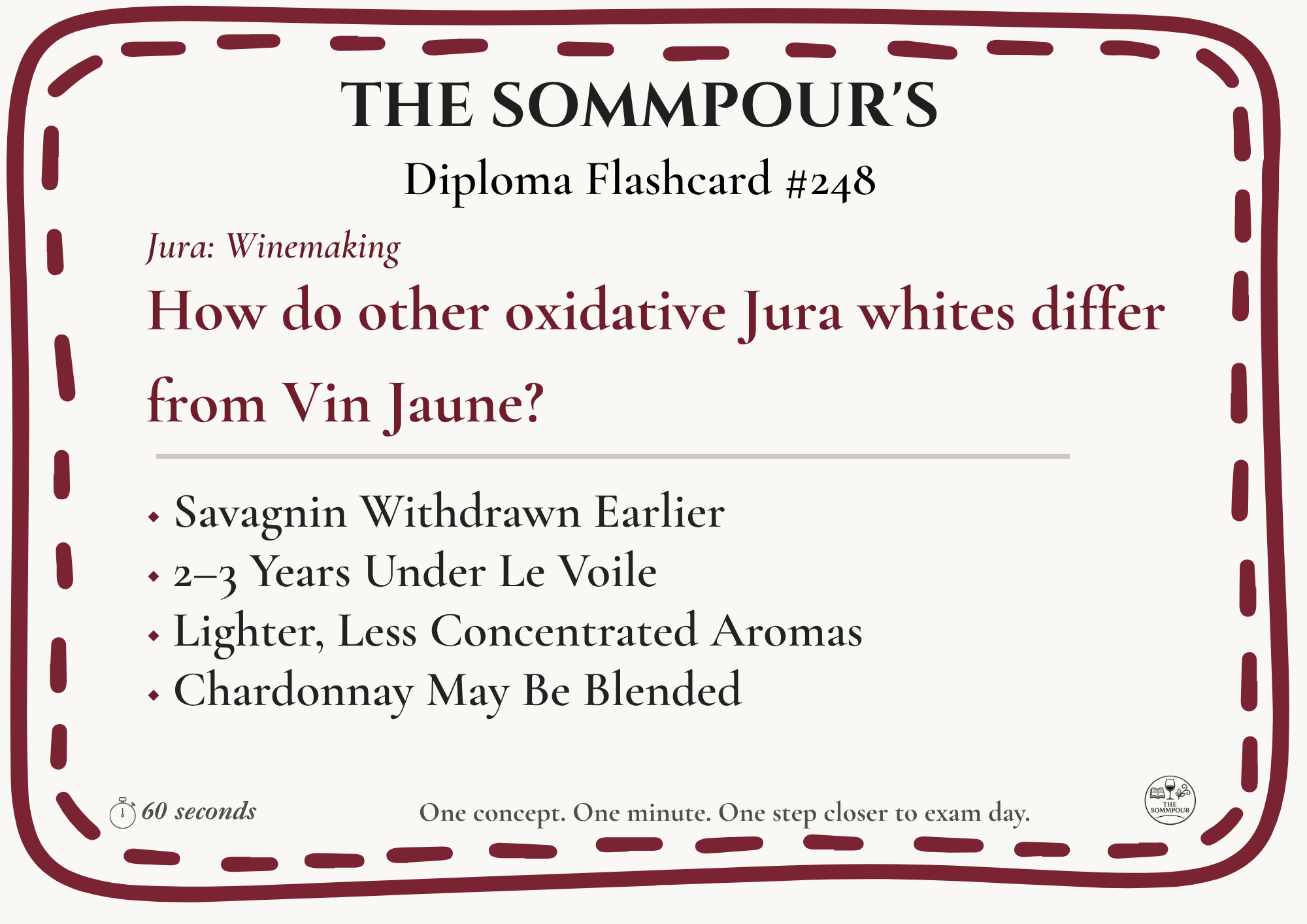 Diploma Flashcard #248: How do other oxidative Jura whites differ from Vin Jaune? episode artwork