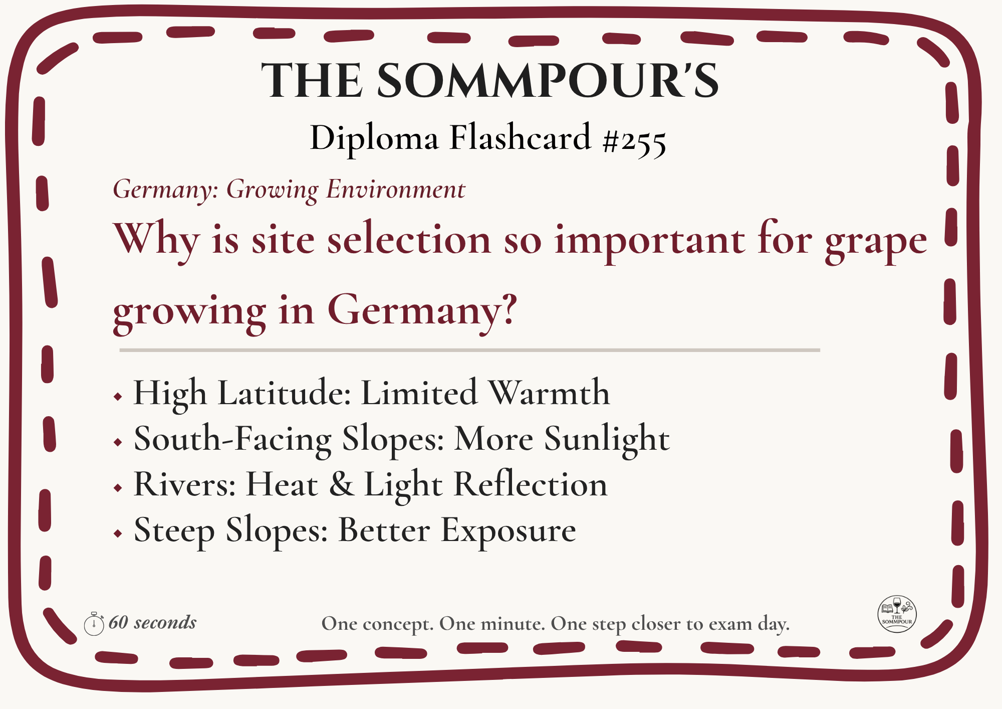 Diploma Flashcard #255: Why is site selection so important for grape growing in Germany? episode artwork