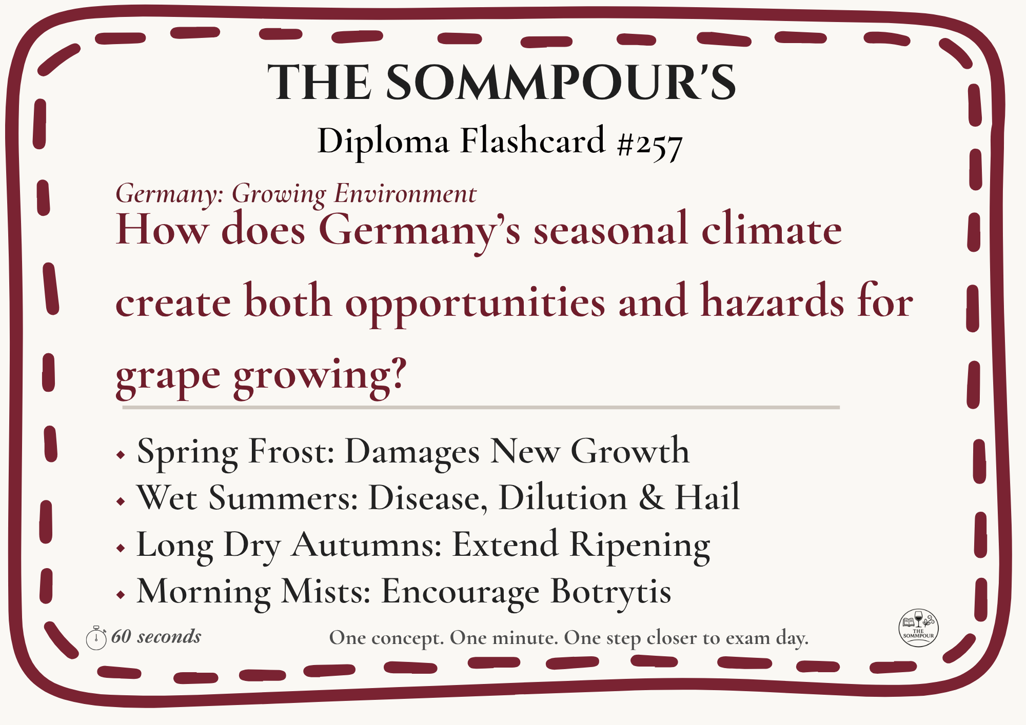 Diploma Flashcard #257: How does Germany’s seasonal climate create both opportunities and hazards for grape growing? episode artwork