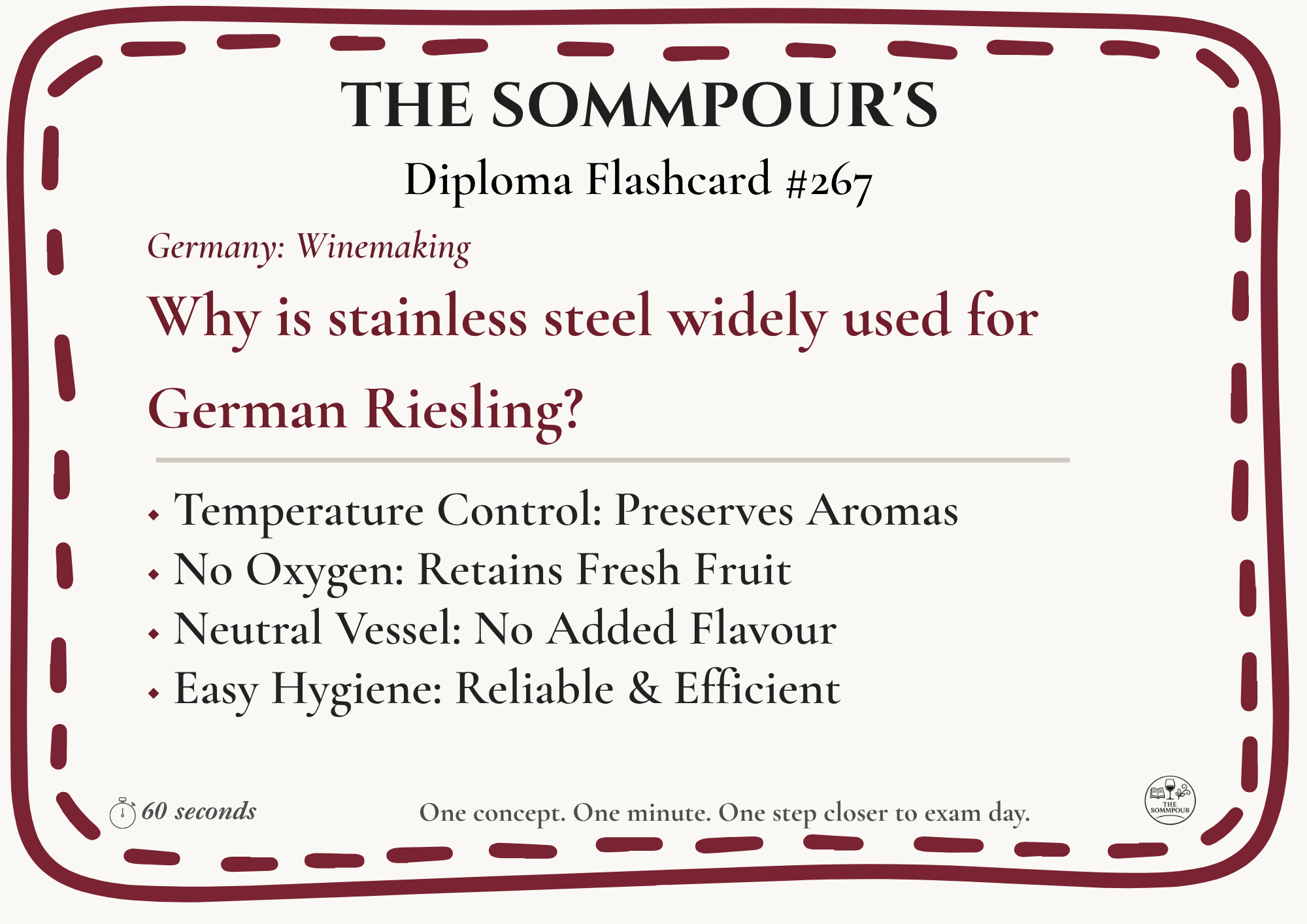 Diploma Flashcard #267: Why is stainless steel widely used for German Riesling? episode artwork