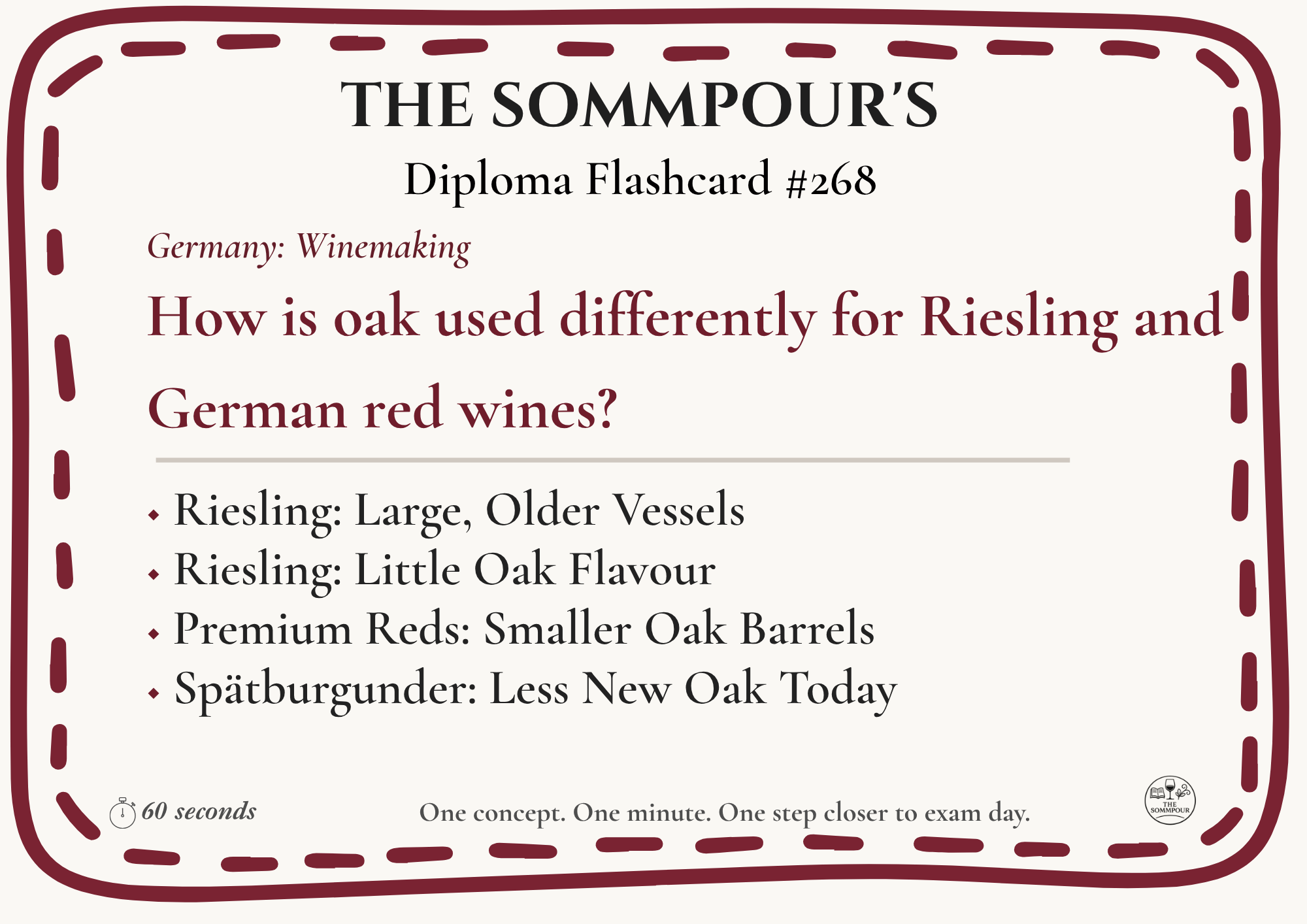Diploma Flashcard #268: How is oak used differently for Riesling and German red wines? episode artwork