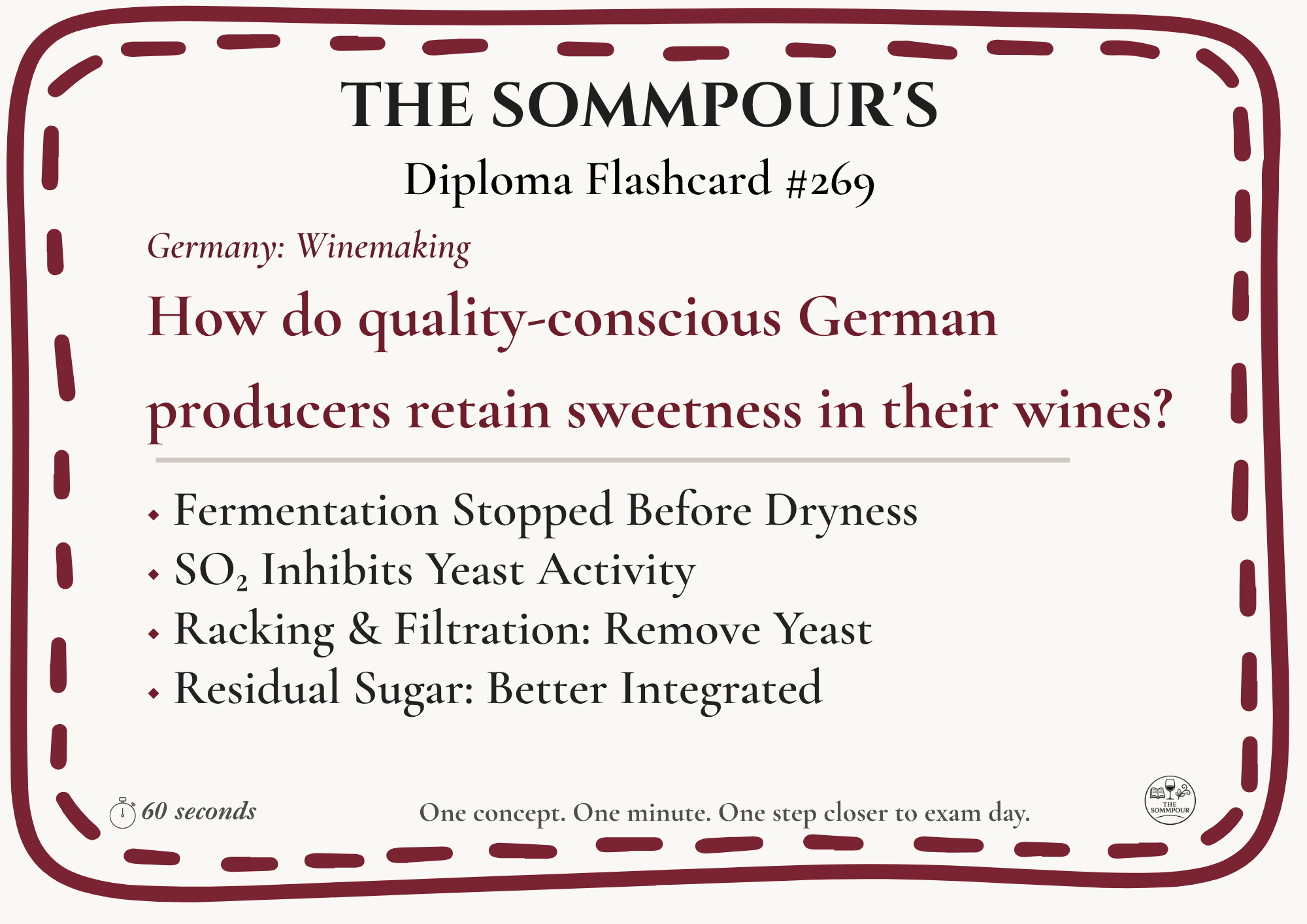 Diploma Flashcard #269: How do quality-conscious German producers retain sweetness in their wines? episode artwork