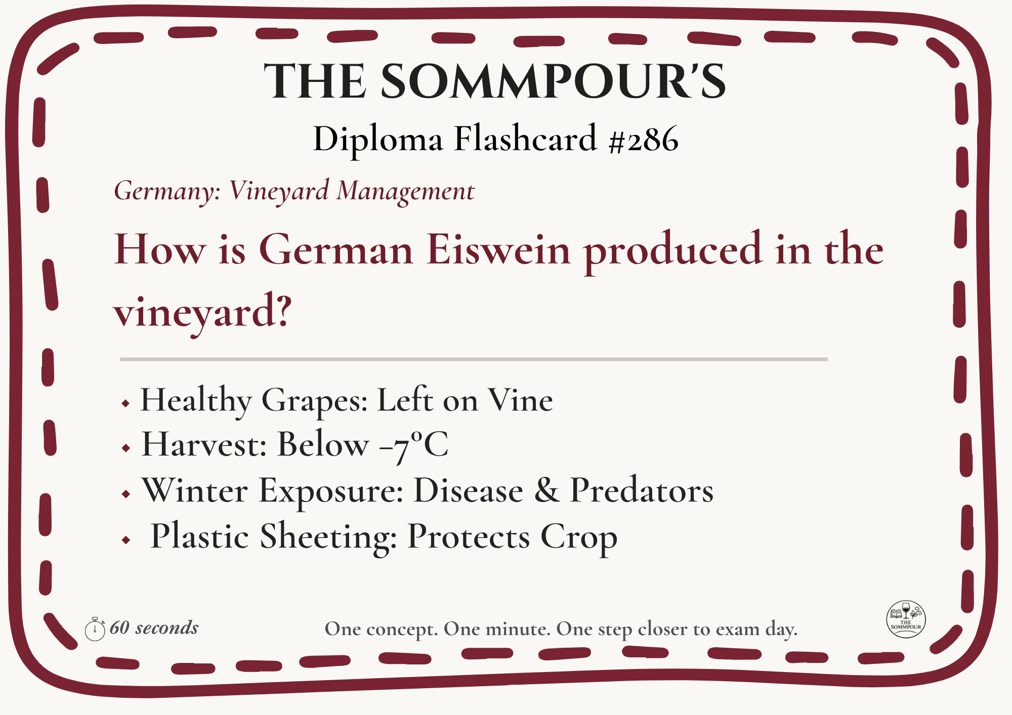 Diploma Flashcard #286: How is German Eiswein produced in the vineyard? episode artwork
