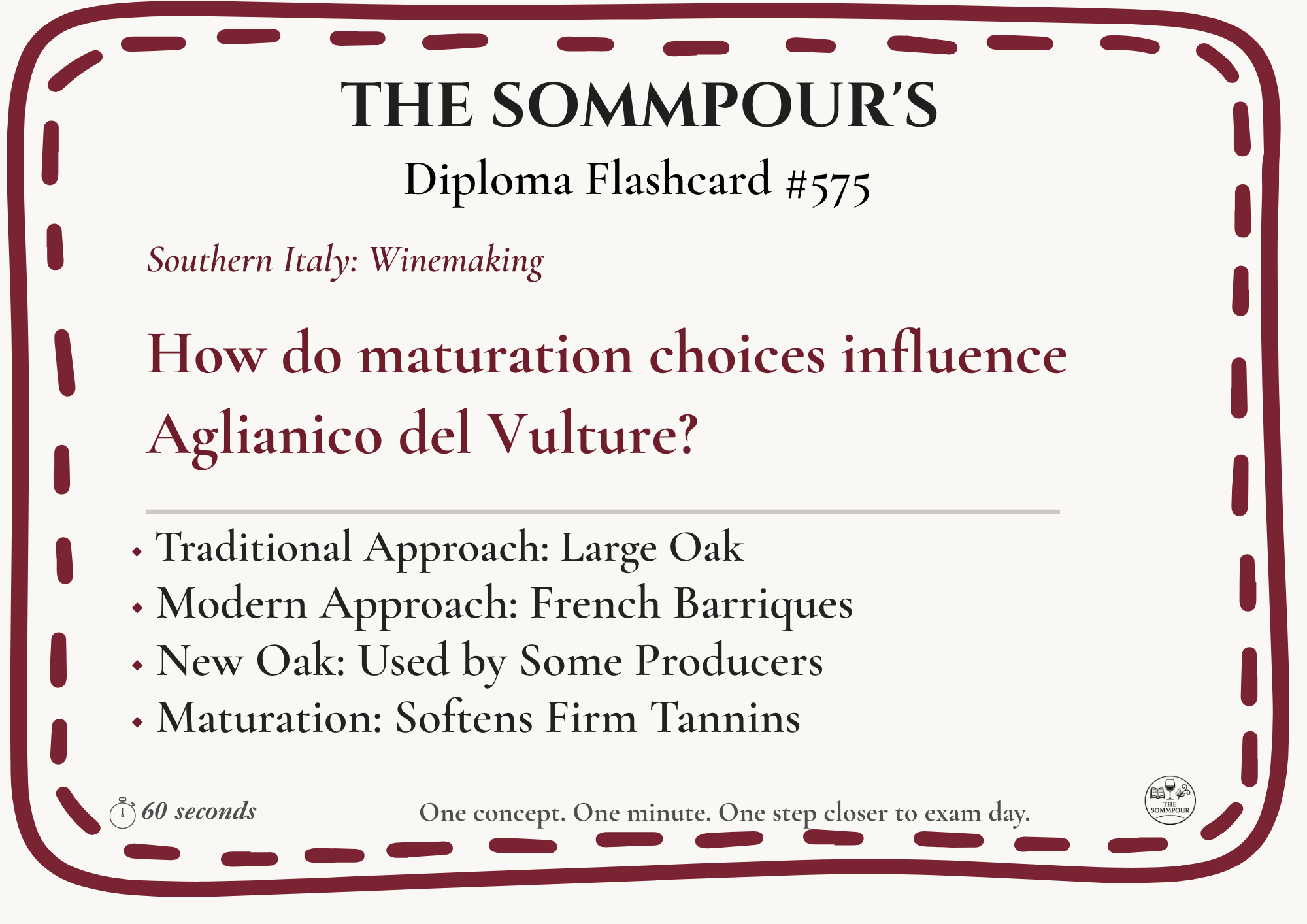 Diploma Flashcard #575: How do maturation choices influence Aglianico del Vulture? episode artwork