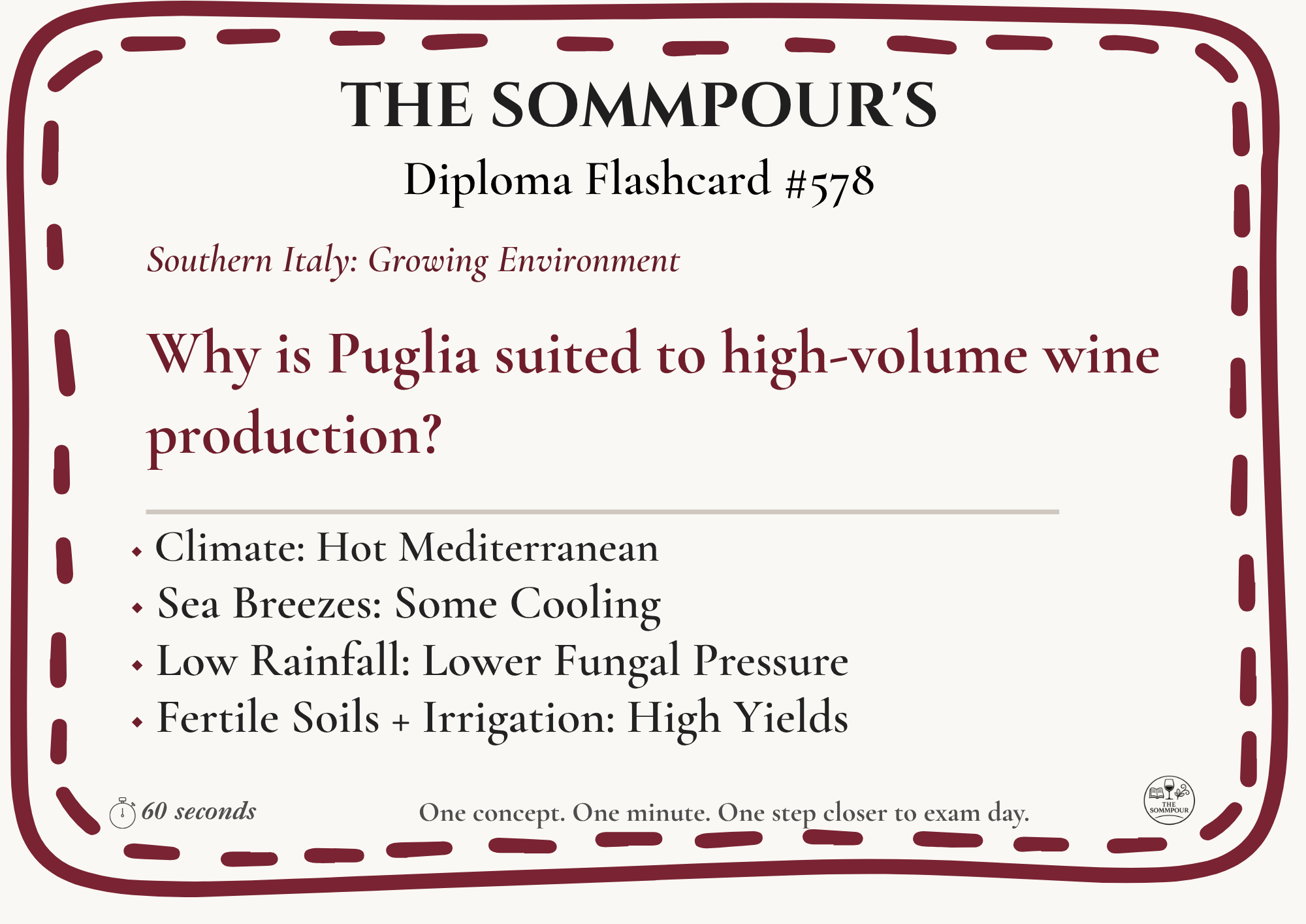 Diploma Flashcard #578: Why is Puglia suited to high-volume wine production? episode artwork
