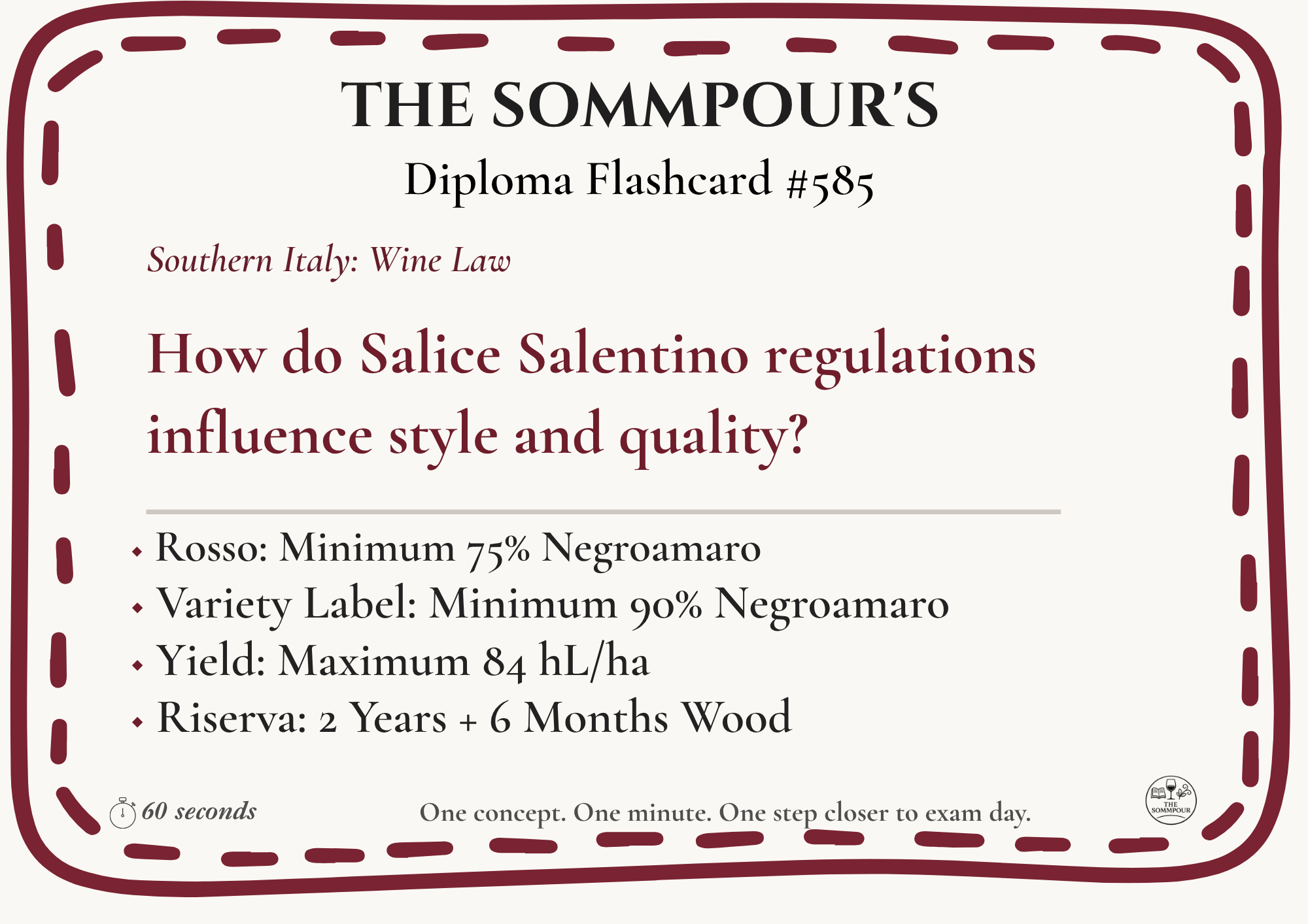 Diploma Flashcard #585: How do Salice Salentino regulations influence style and quality? episode artwork