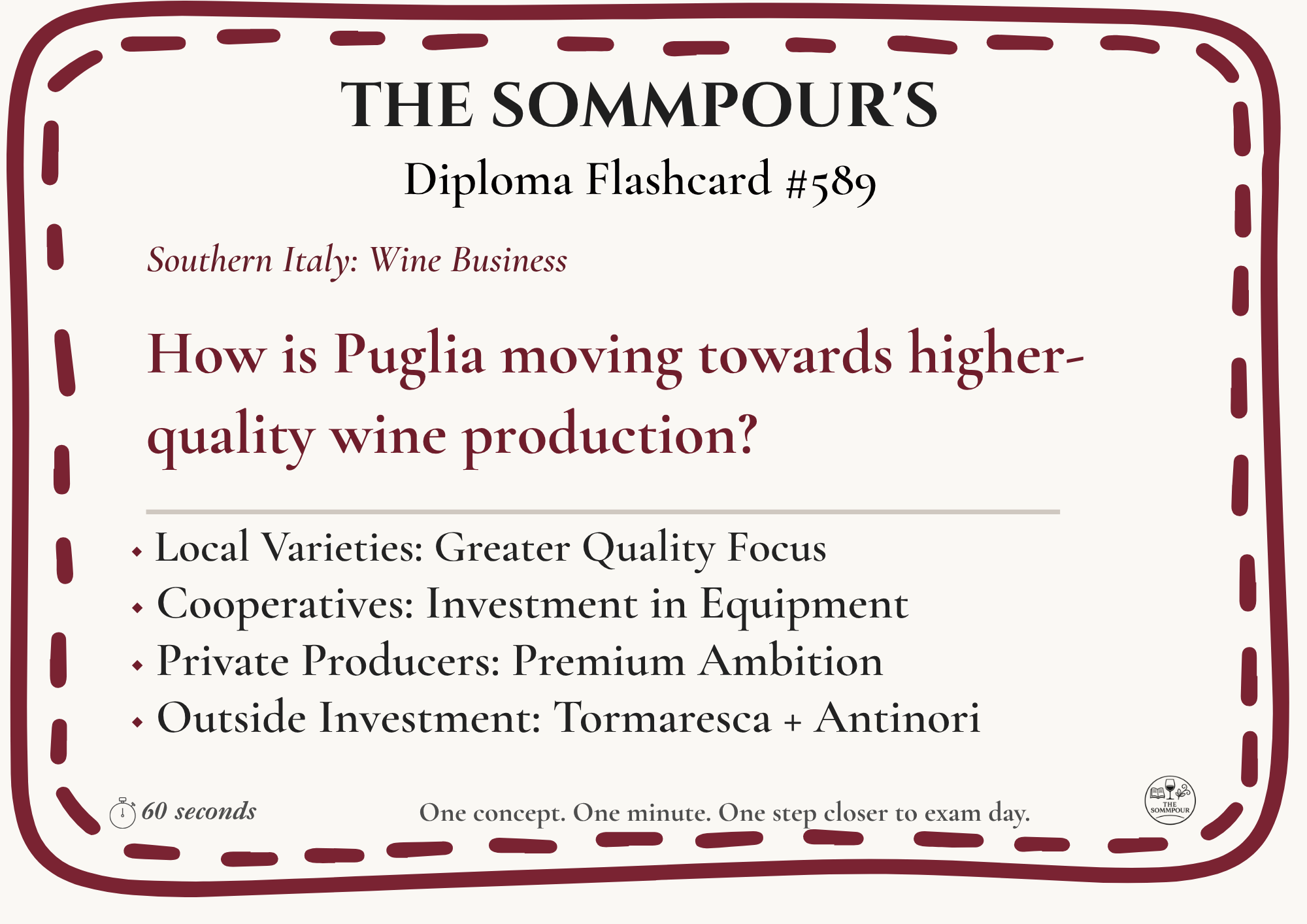 Diploma Flashcard #589: How is Puglia moving towards higher-quality wine production? episode artwork
