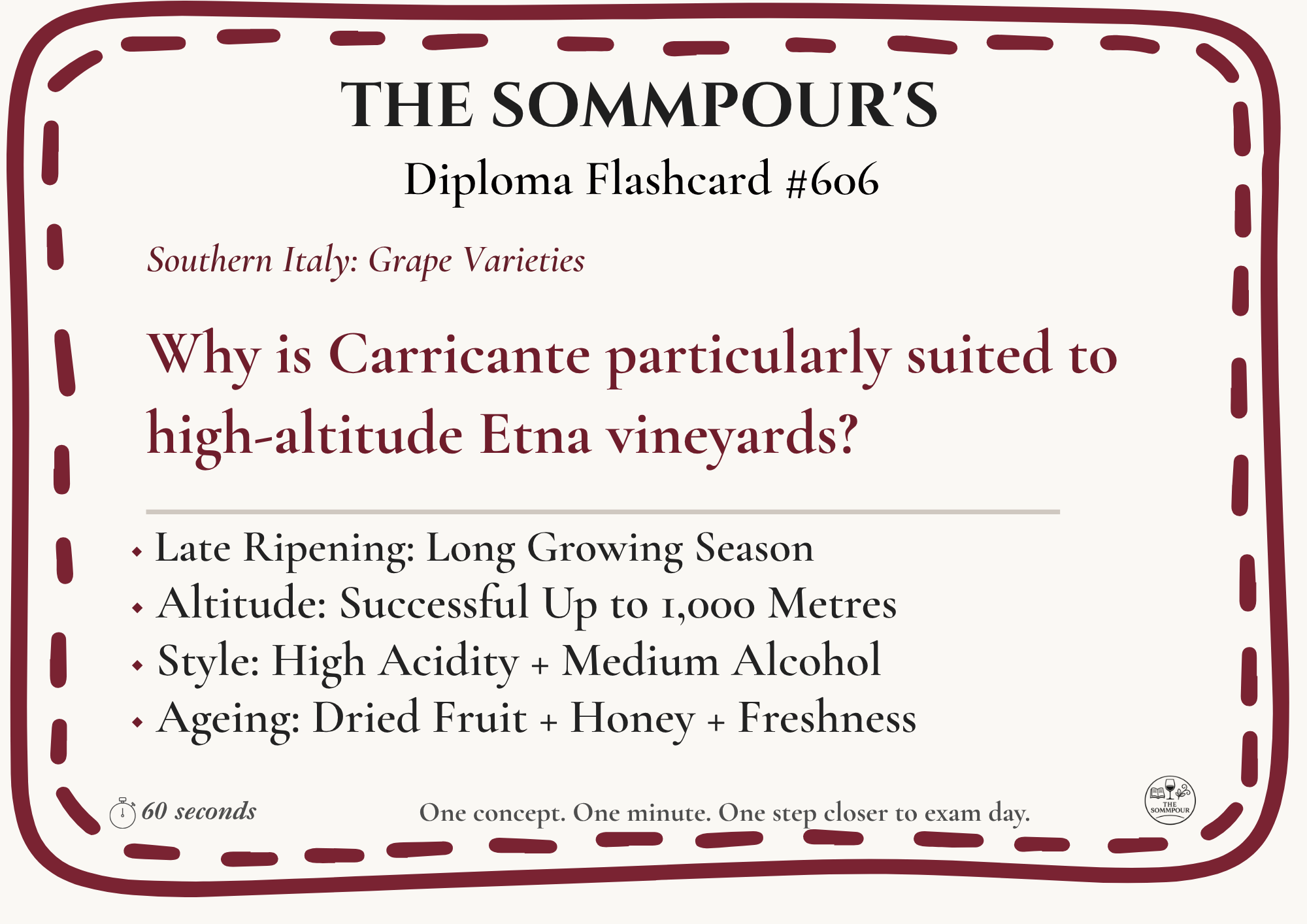 Diploma Flashcard #606: Why is Carricante particularly suited to high-altitude Etna vineyards? episode artwork