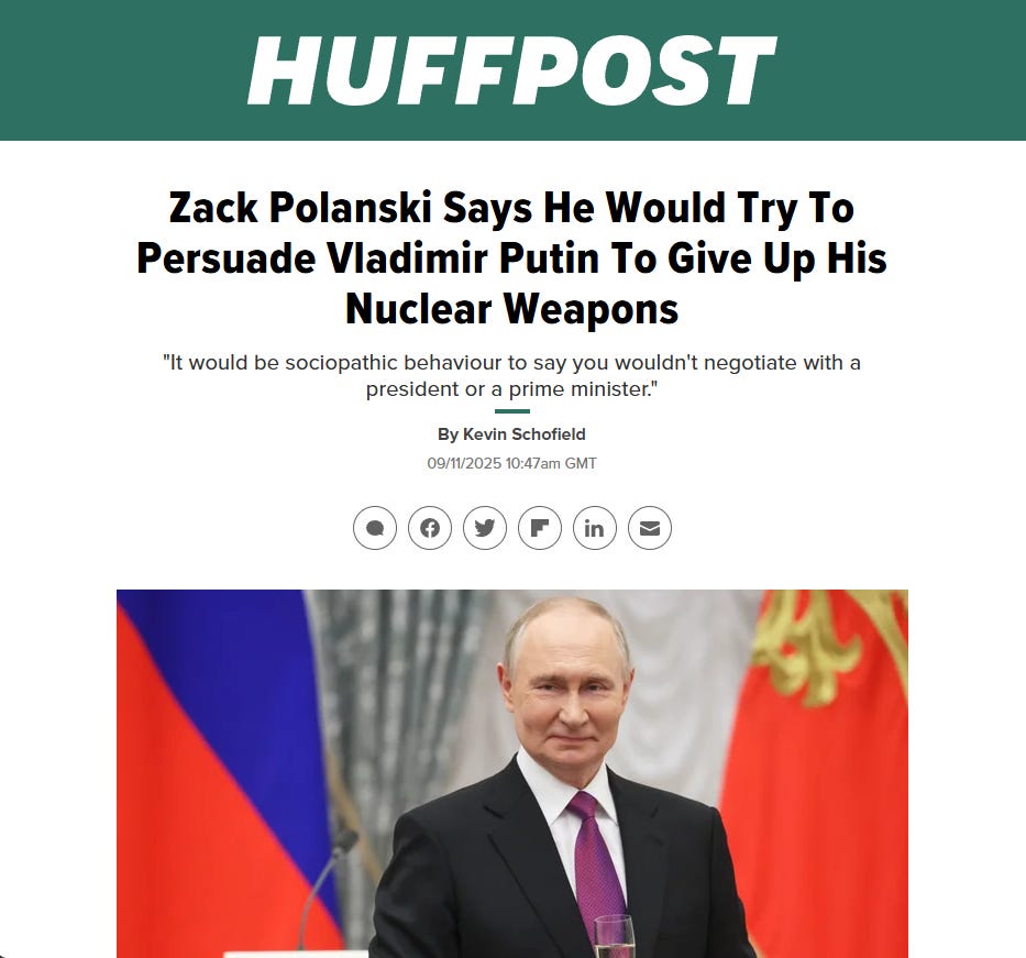 Quick reaction to Zack Polanski’s Putin naïveté